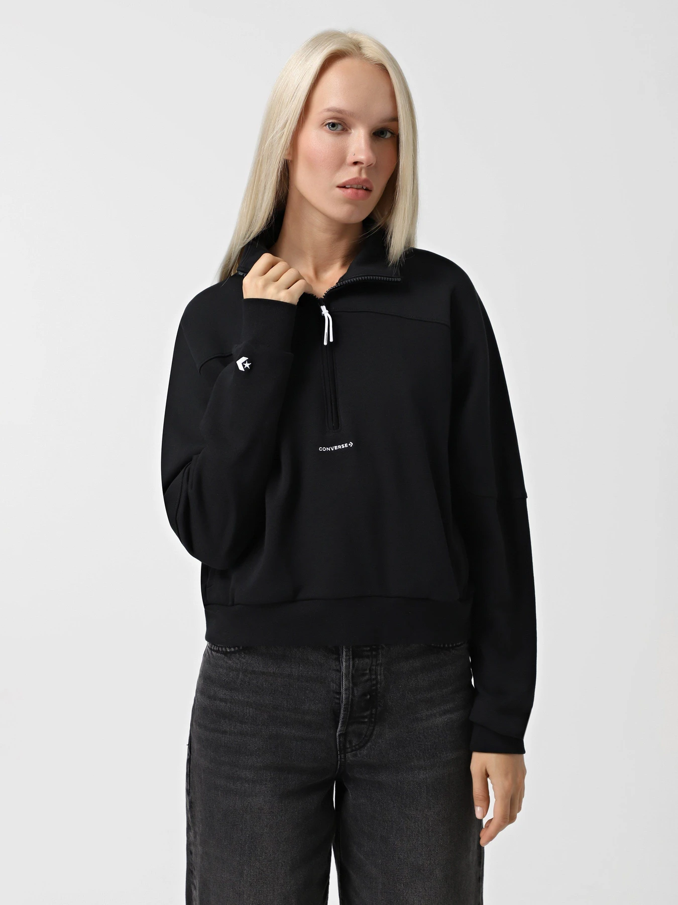 Худи и свитшоты CONVERSE WORDMARK 1/2 ZIP модель 10026781-001 Худи и свитшоты CONVERSE WORDMARK 1/2 ZIP модель 10026781-001 Фото