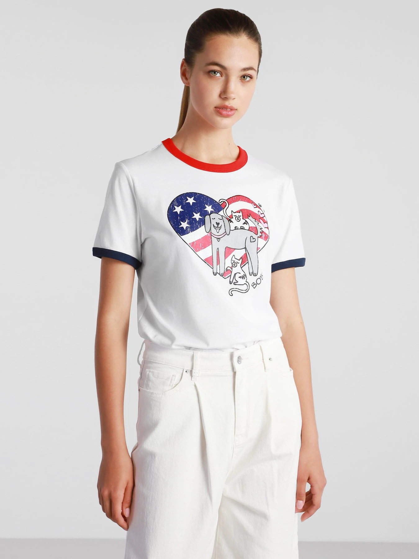 Футболки і поло Skechers BOBS Flag Heart Ringer модель BW2TS2 WHT Фото