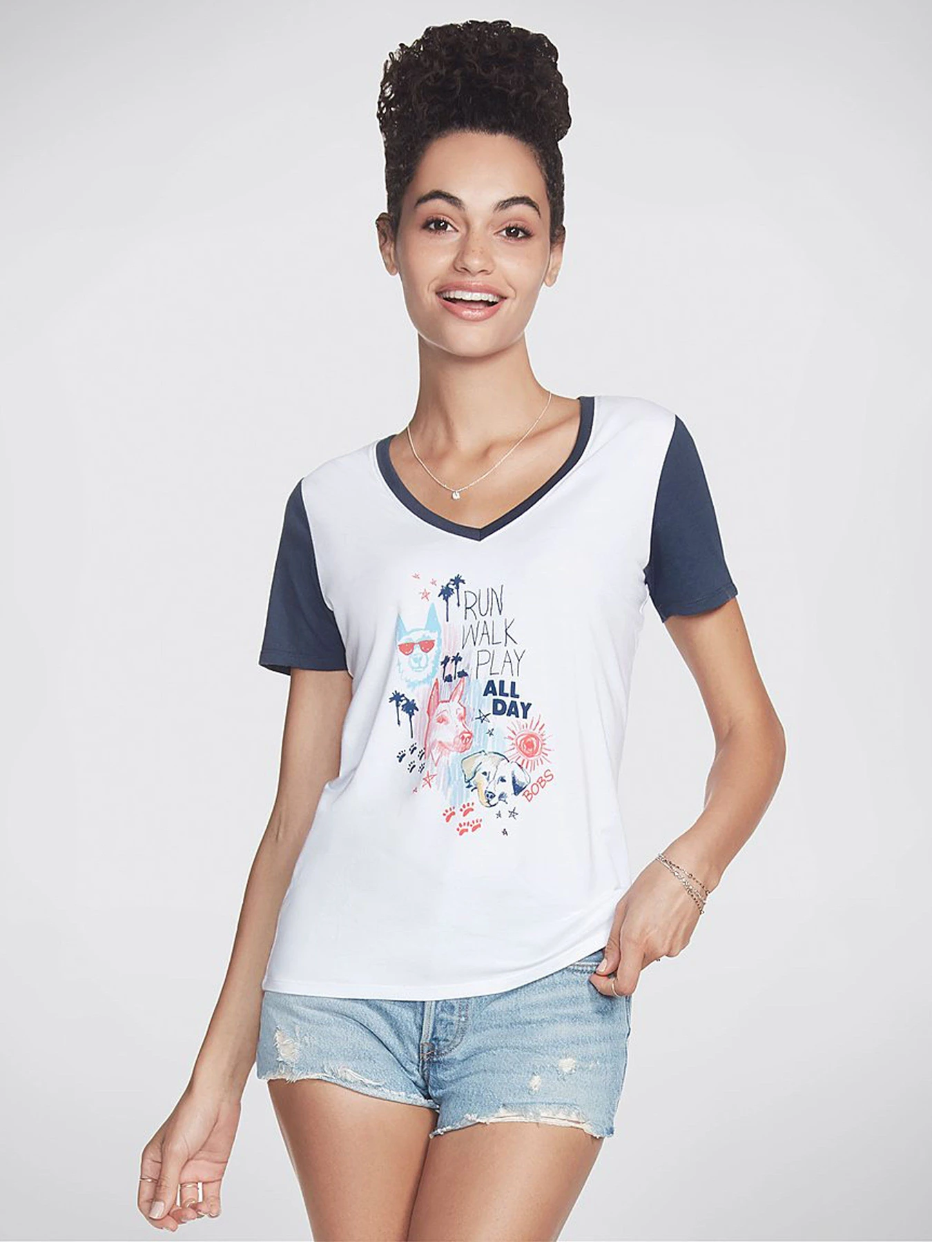 Футболки і поло Skechers BOBS Run Walk V Neck модель BW2TS5 WHT Фото