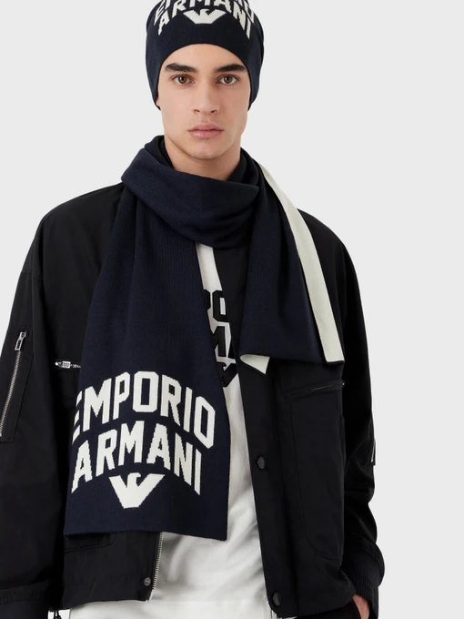 Emporio Armani Шарф колір темно-синій фото 3