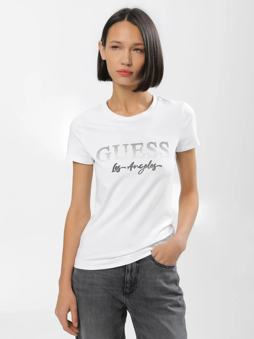 Футболки і поло GUESS Ss Cn Logo Micro Studs Tee модель W3BI34.J1314;G011 Фото