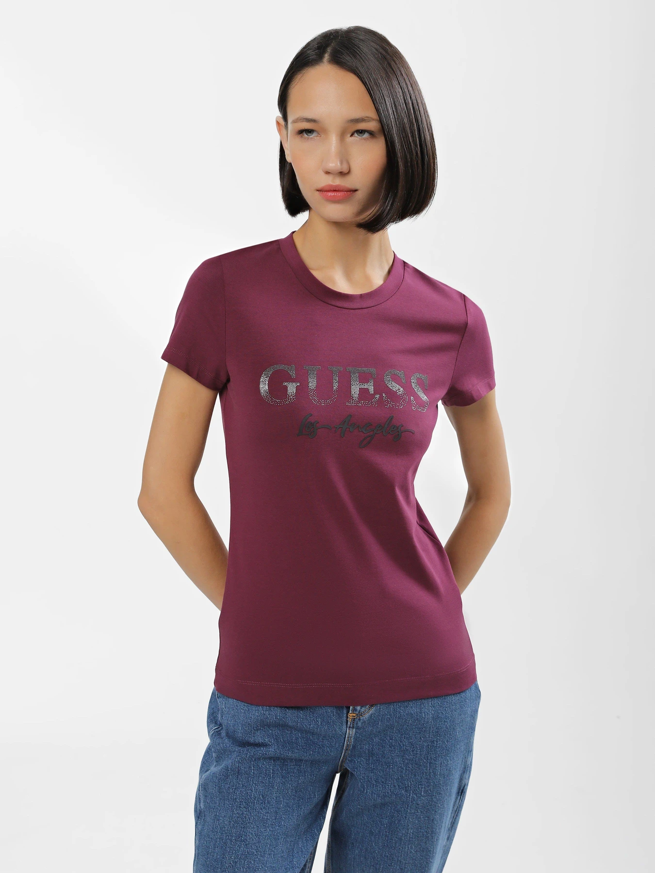 Футболки и поло GUESS Ss Cn Logo Micro Studs Tee модель W3BI34.J1314;G4A1 Фото