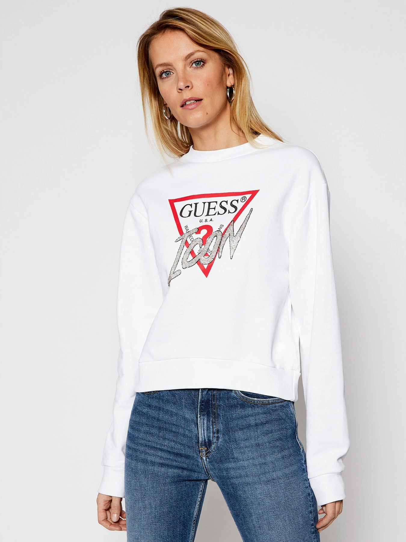 Худі та світшоти GUESS модель W1RQ04-K68I0-TWHT Худі та світшоти GUESS модель W1RQ04-K68I0-TWHT Фото