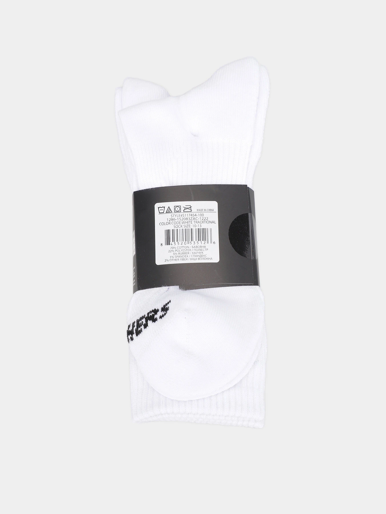 Шкарпетки та гольфи Skechers 3PK 1/2 TERRY RIBBED CREW модель S117454-100 Шкарпетки та гольфи Skechers 3PK 1/2 TERRY RIBBED CREW модель S117454-100 Фото