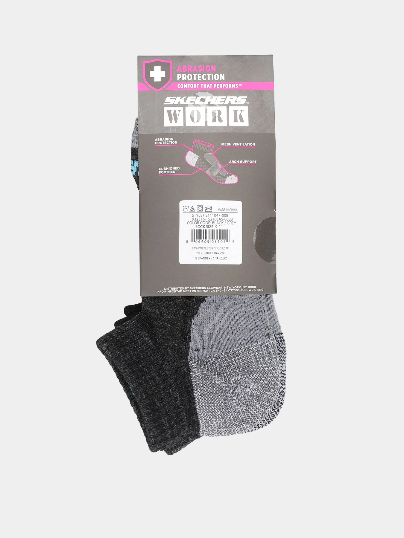Шкарпетки та гольфи Skechers 3PK 1/2 TERRY QTR CREW модель S111047-008 Фото