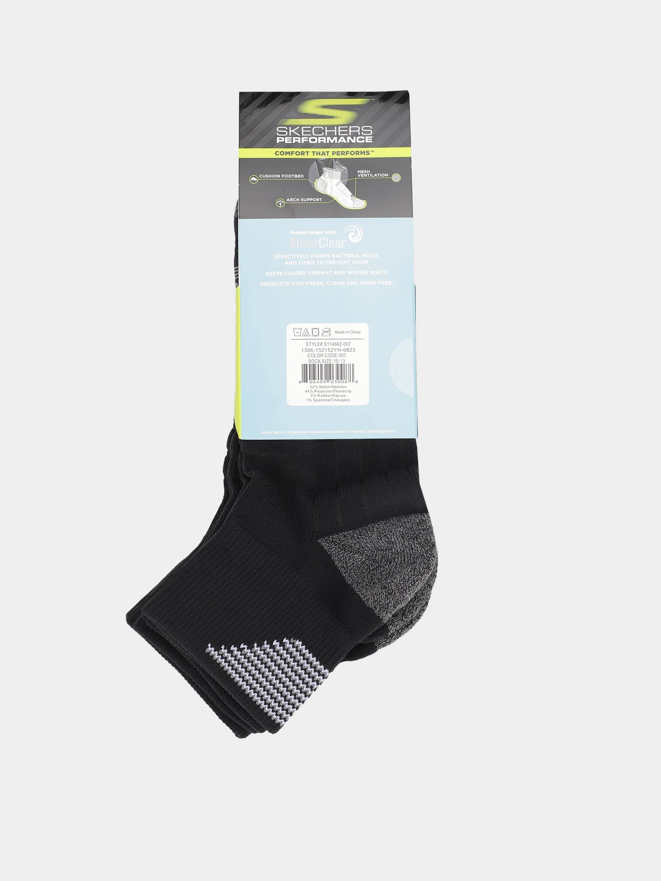 Шкарпетки та гольфи Skechers Performance QTR Crew 43-46 модель S114662-007_ Фото
