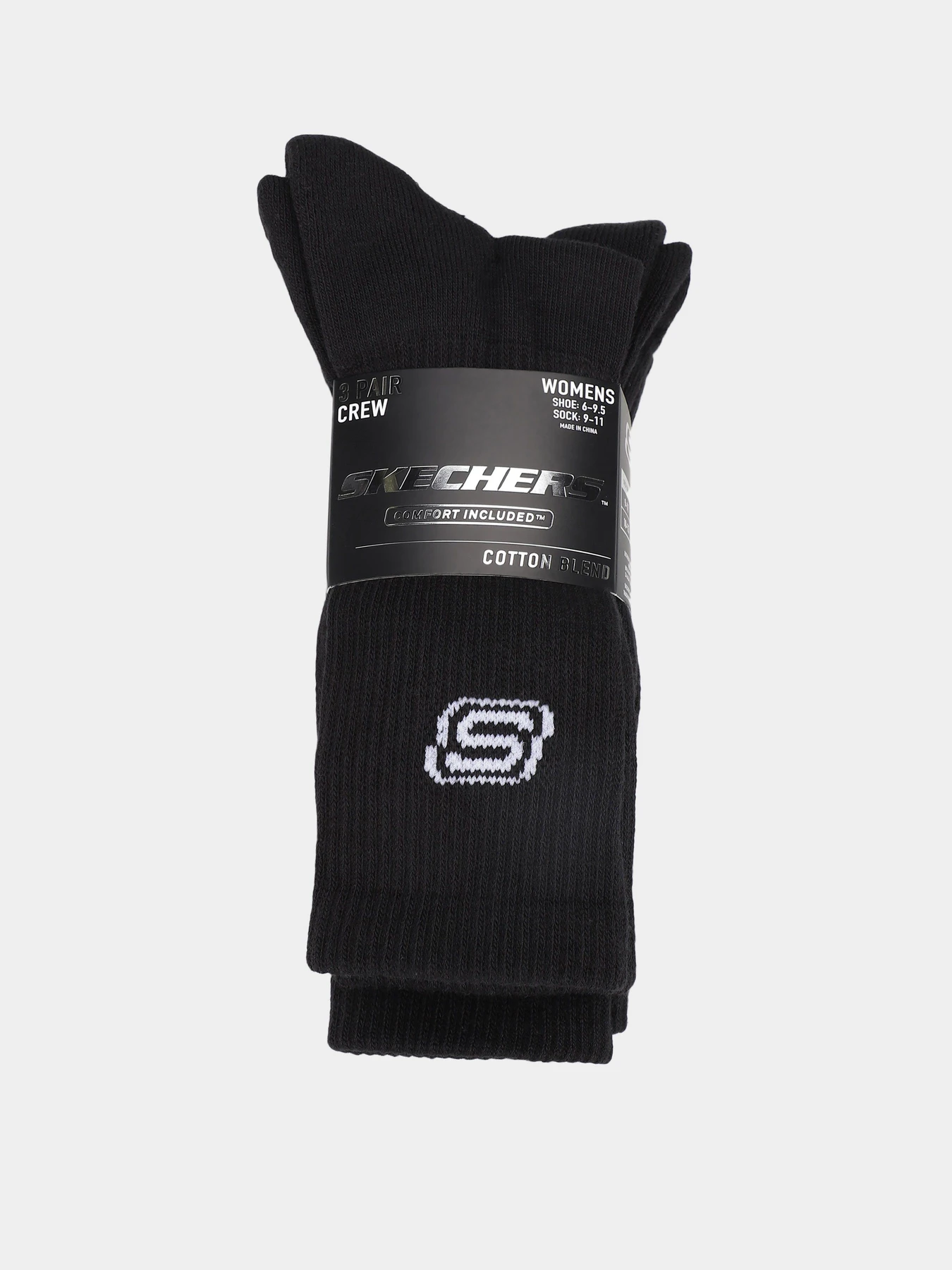 Носки и гольфы Skechers 3PK WMS CREW SOCKS-BLACK модель S117453-001 Носки и гольфы Skechers 3PK WMS CREW SOCKS-BLACK модель S117453-001 Фото