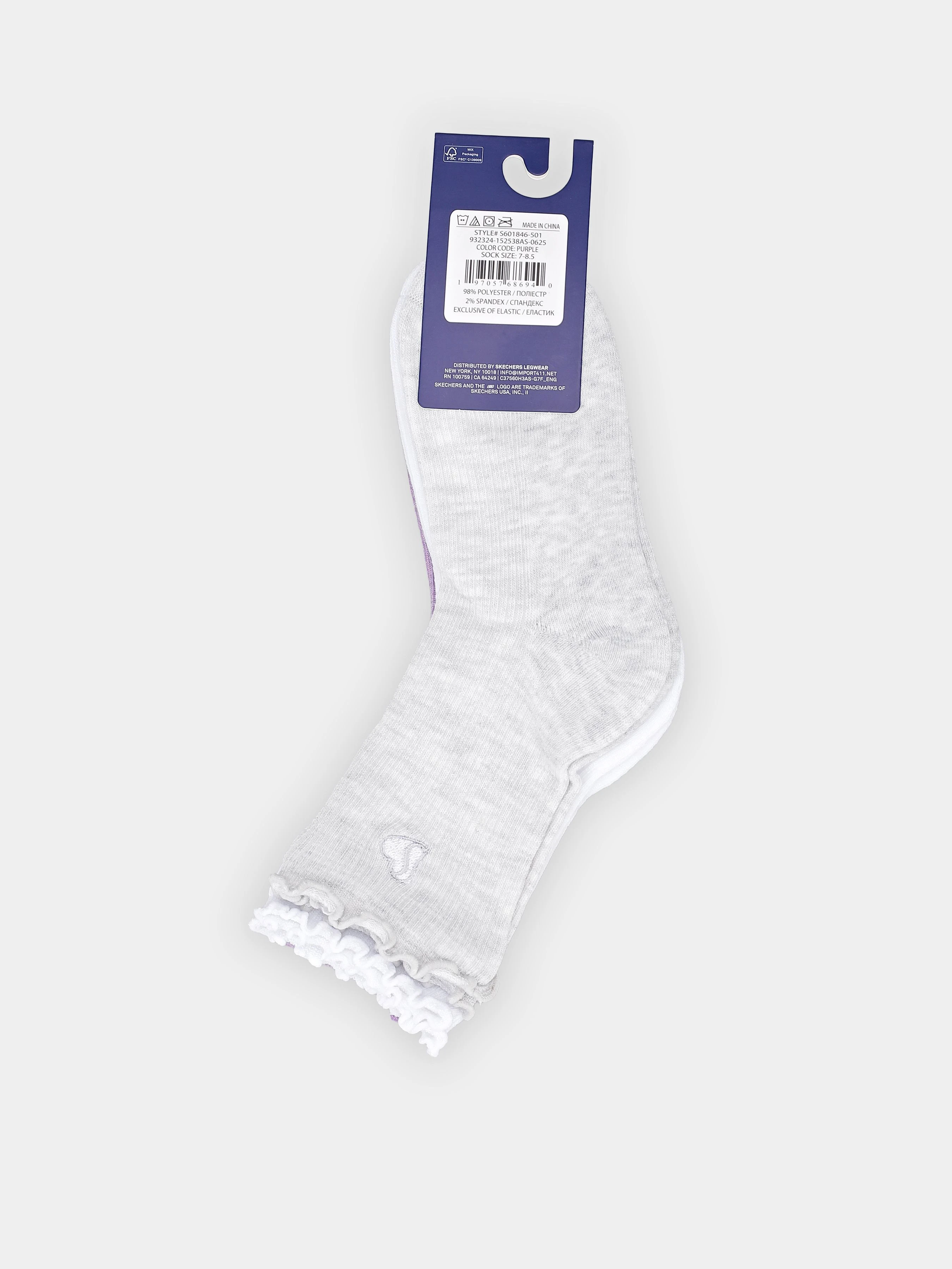 Skechers 3PK 1/2 TERRY ANKLET Набір шкарпеток колір фіолетовий