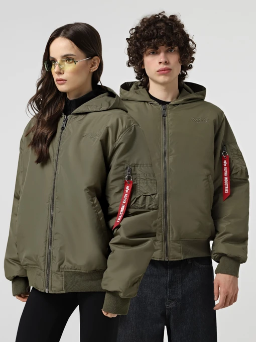 Куртки и дубленки Alpha Industries MA-1 HOODED LOGO OXFORD FLIGHT модель MJM55511C1_359 Фото