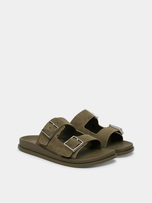 Шкіряні Жіночі Шльопанці Calvin Klein CITY SANDAL BUCKLE SUEDE фото 2