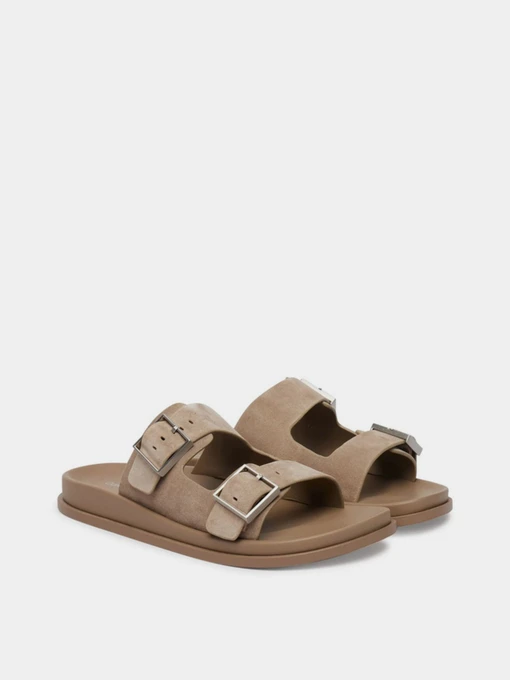 Шкіряні Жіночі Шльопанці Calvin Klein CITY SANDAL BUCKLE SUEDE фото 2