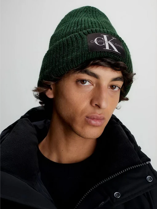Calvin Klein Monologo Patch Beanie Шапка колір зелений фото 3