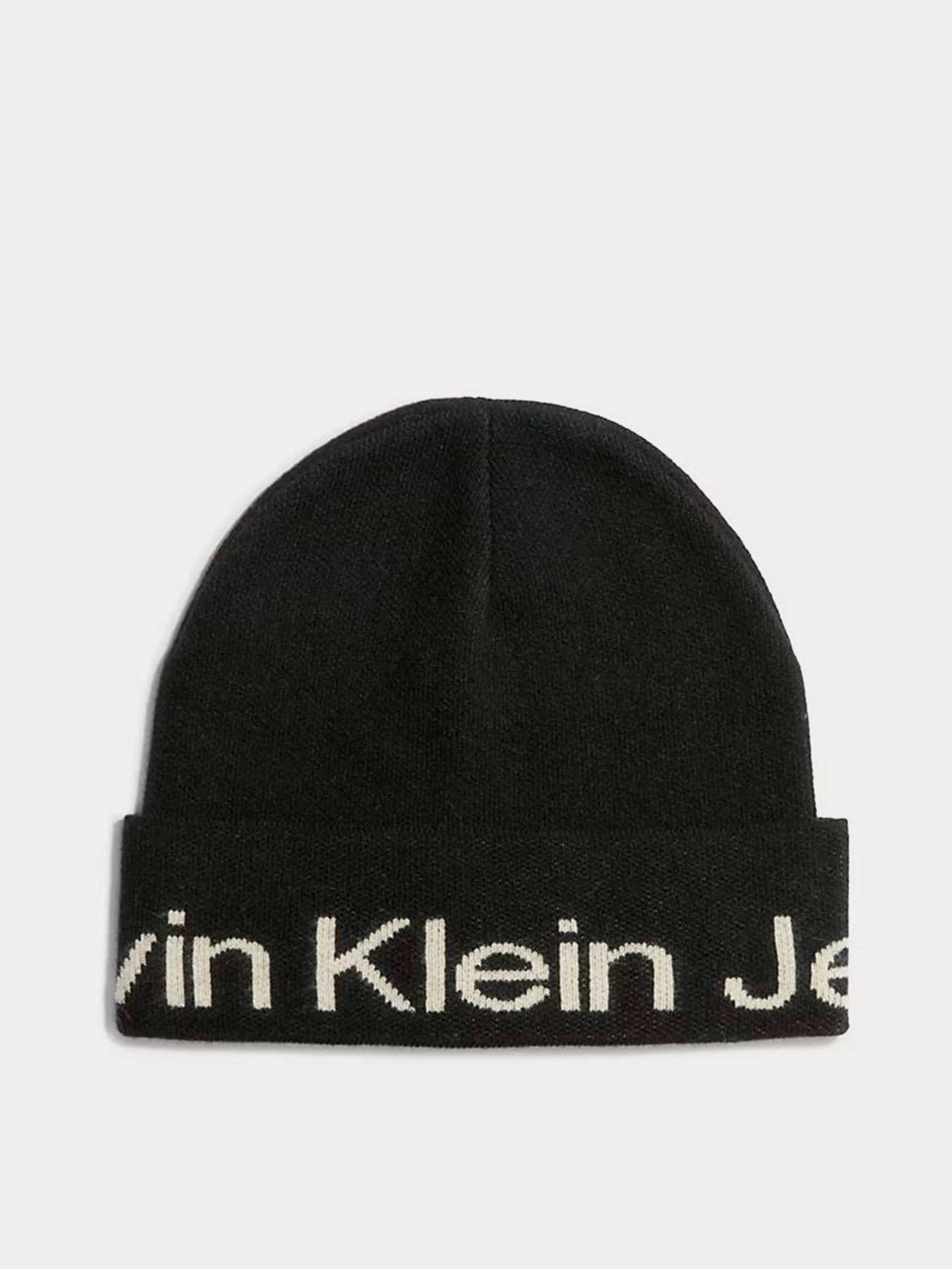 Calvin Klein Logo Beanie Шапка колір чорний
