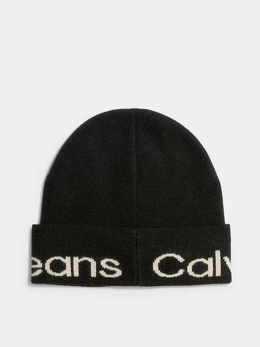 Calvin Klein Logo Beanie Шапка колір чорний фото 2