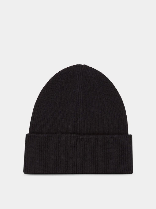 Calvin Klein Leather Patch Docker Beanie Шапка колір чорний фото 2