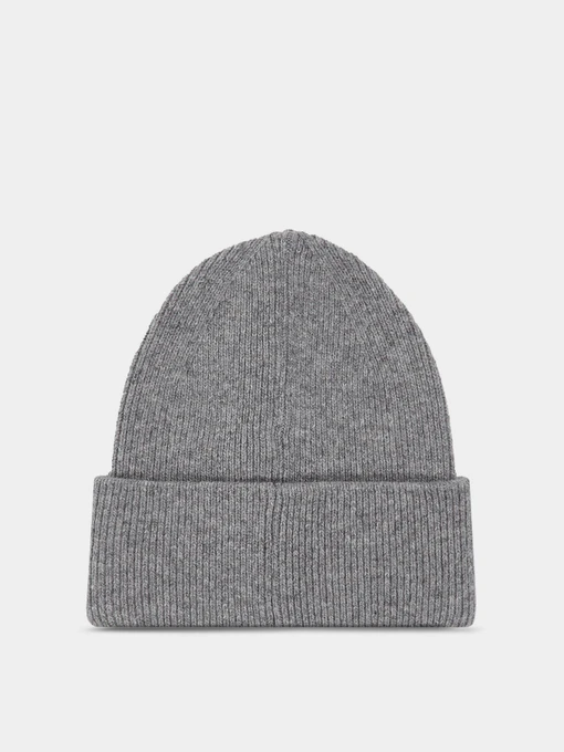 Calvin Klein Leather Patch Docker Beanie Шапка колір сірий фото 2