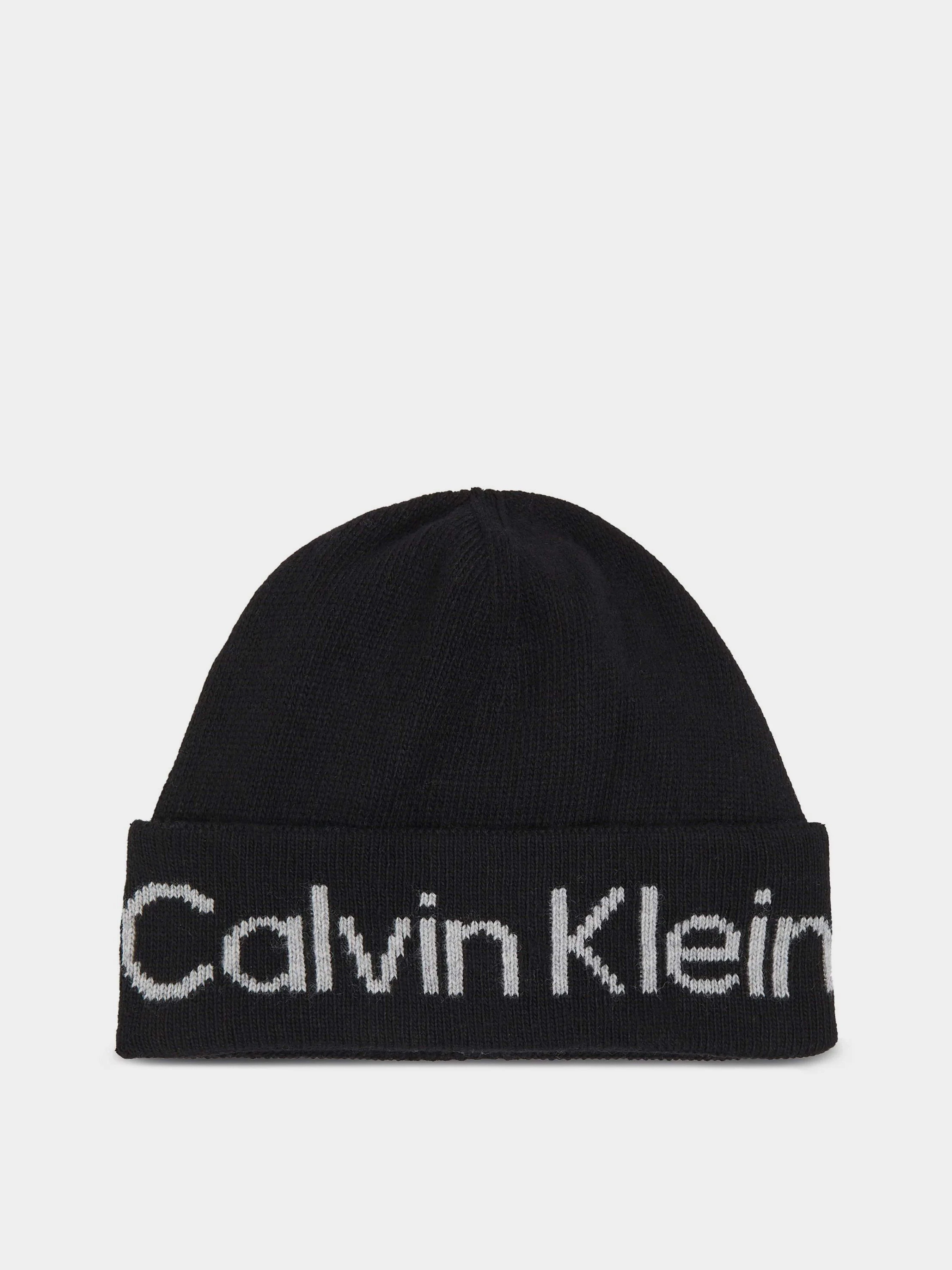 Calvin Klein Logo Reverso Tonal Beanie Шапка колір чорний