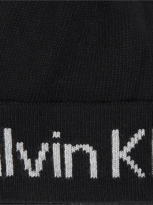 Calvin Klein Logo Reverso Tonal Beanie Шапка колір чорний фото 3