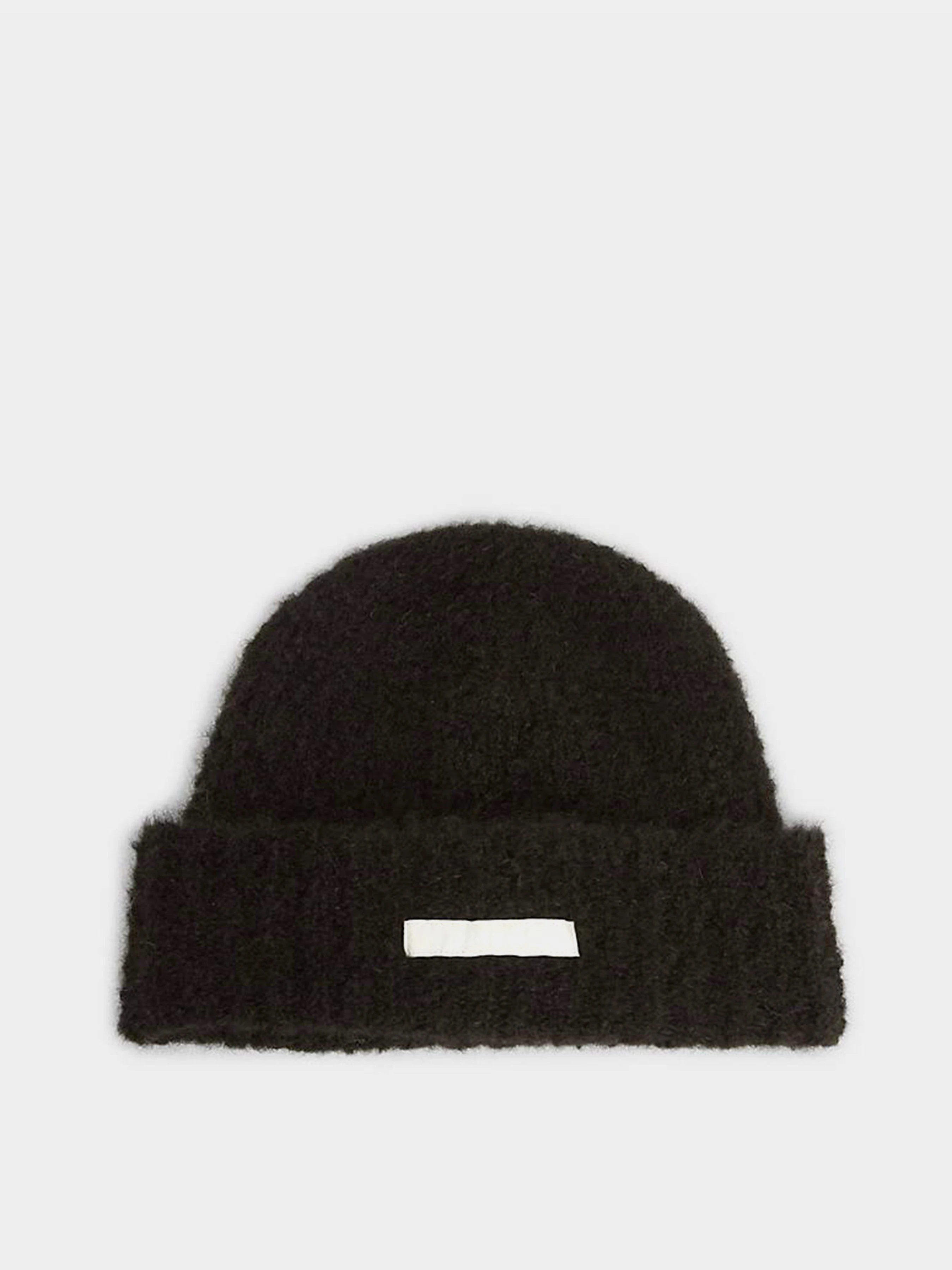 Calvin Klein Satin Label Wool-Blend Beanie Шапка колір чорний
