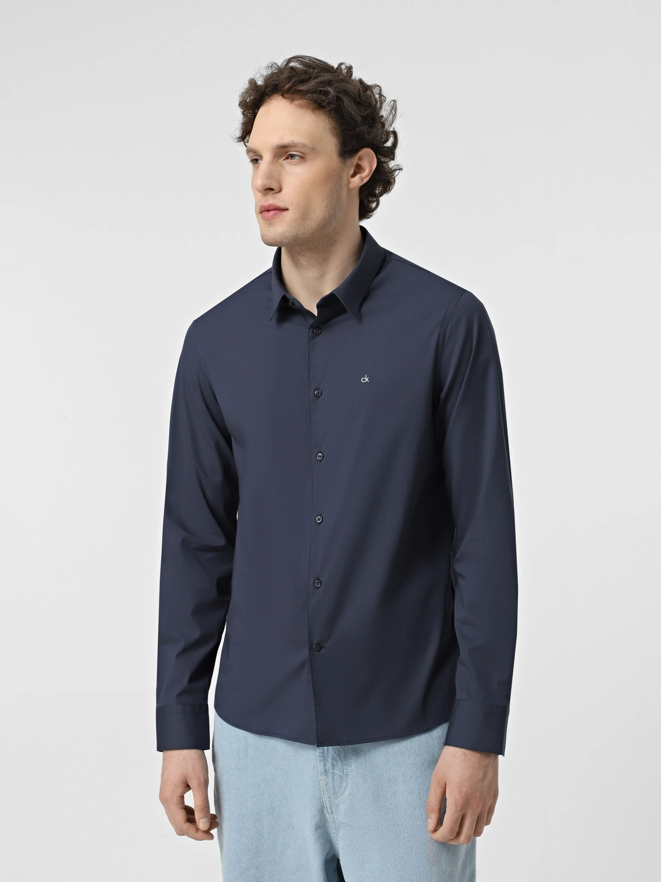 Рубашки Calvin Klein Stretch Poplin Slim модель K10K110856-PPK Фото