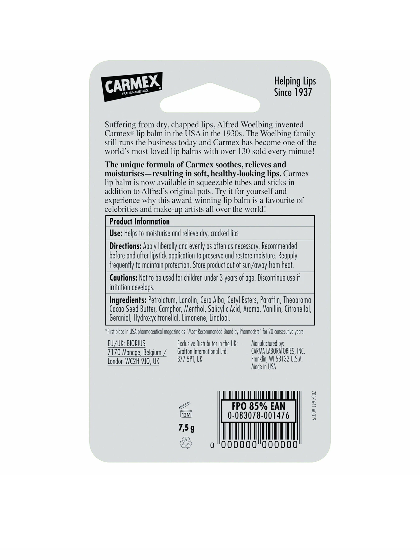 Бальзам для губ Carmex модель CX115 Бальзам для губ Carmex модель CX115 Фото