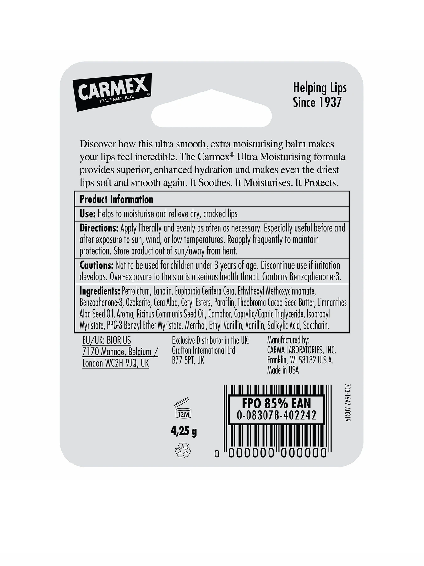 Бальзам для губ SPF15 Vanilla Lip Balm Stick Carmex модель CX160 Бальзам для губ SPF15 Vanilla Lip Balm Stick Carmex модель CX160 Фото