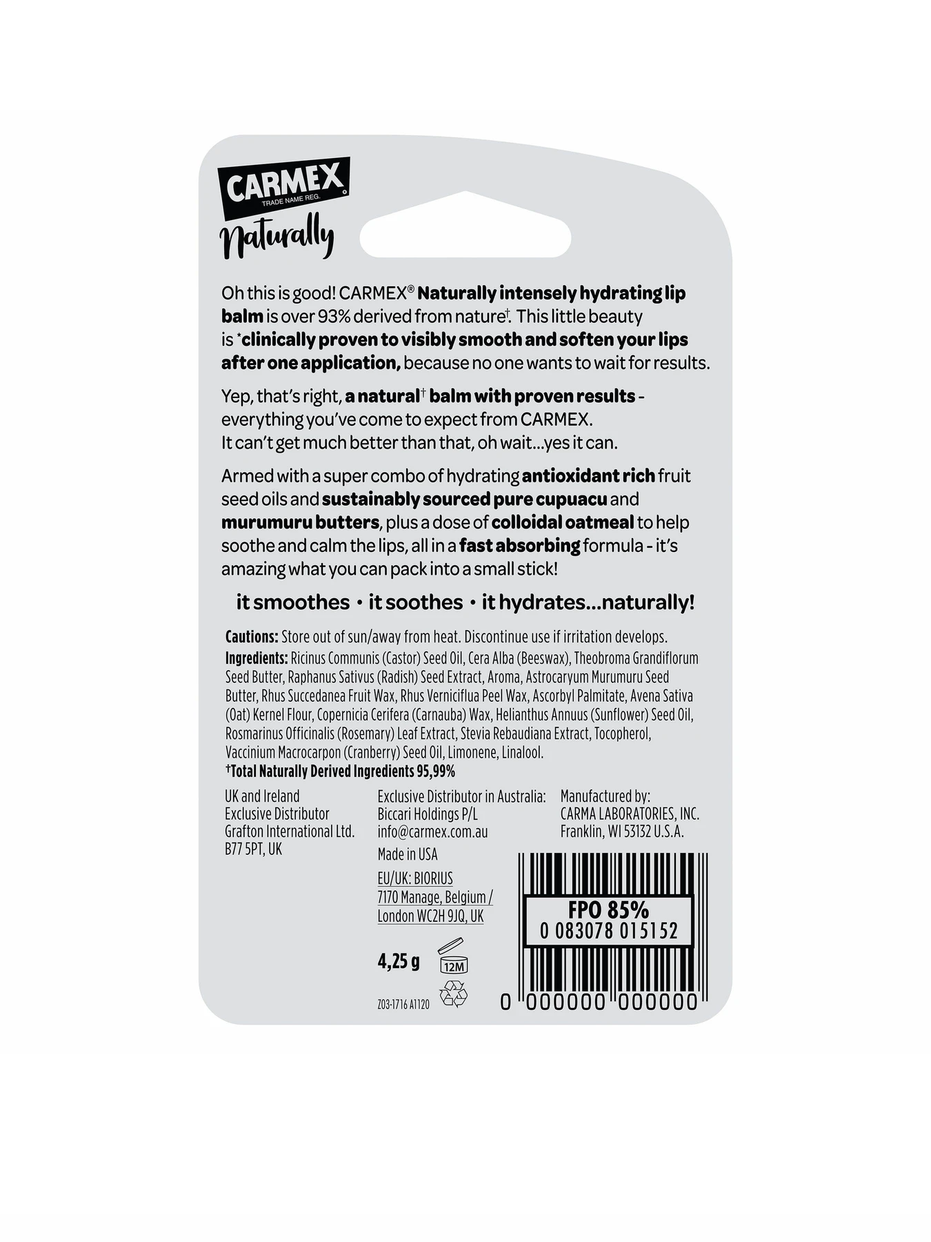 Бальзам для губ Pear Naturally Intensely Hydrating Lip Balm Stick Carmex модель CX480 Бальзам для губ Pear Naturally Intensely Hydrating Lip Balm Stick Carmex модель CX480 Фото