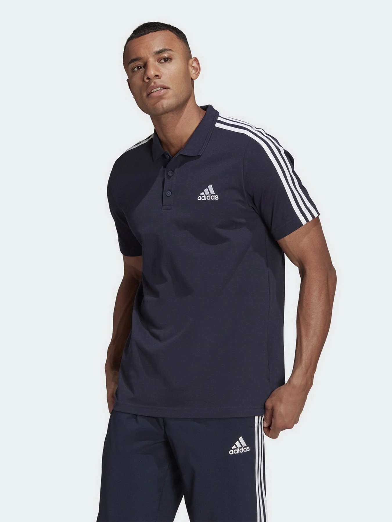 Футболки и поло Adidas AEROREADY Essentials Piqué Embroidered Small Logo 3-Stripes модель GK9100 Фото