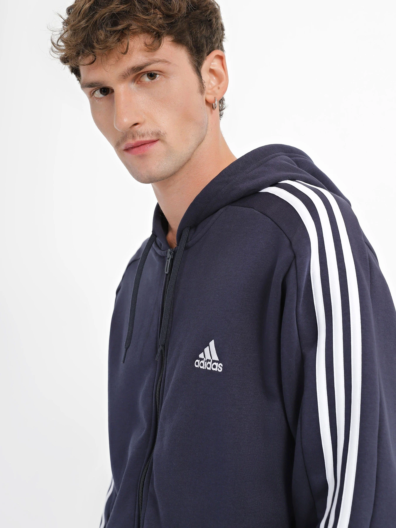 Худи и свитшоты Adidas Essentials Fleece 3-Stripes Full-Zip модель IJ6478 Фото