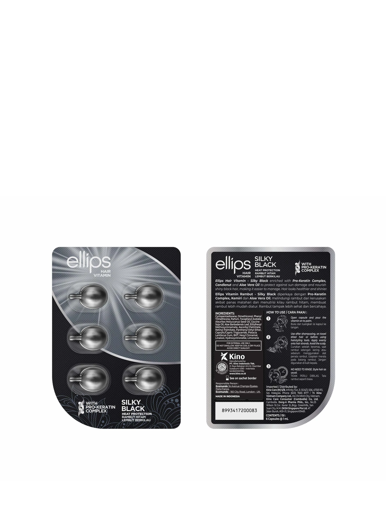 Вітаміни для волосся Silky Black With Pro-Keratin Complex Ellips модель 8993417200083 Фото