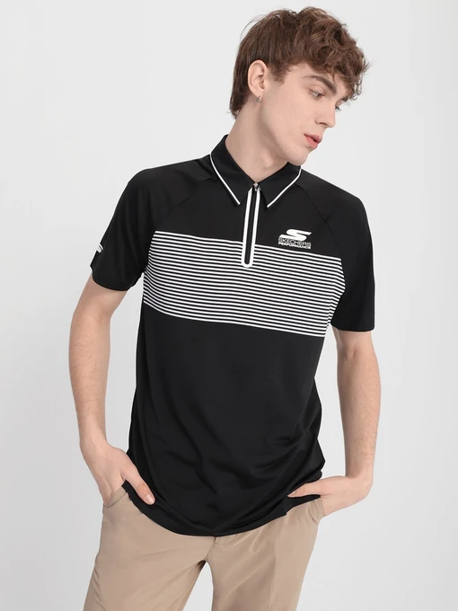 Футболки и поло Skechers Fade Stripe Golf Wіcking Breathable Zip Soft Feel модель M01TO36 BLK Фото