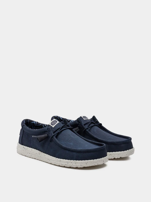 Бавовняні Чоловічі Сліпони HEY DUDE WALLY STRETCH CANVAS NAVY фото 2