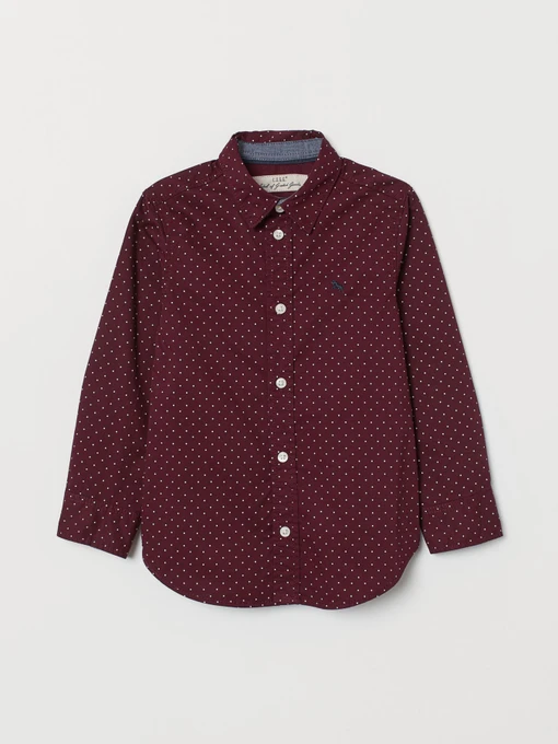 Рубашки H&M модель 0742177_бордовий комб. Фото