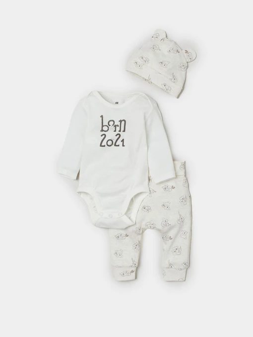 Одяг для немовлят H&M модель 0814299_білий з сірим Фото