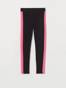 Брюки H&M модель 0657165_чорний з рожевим Фото