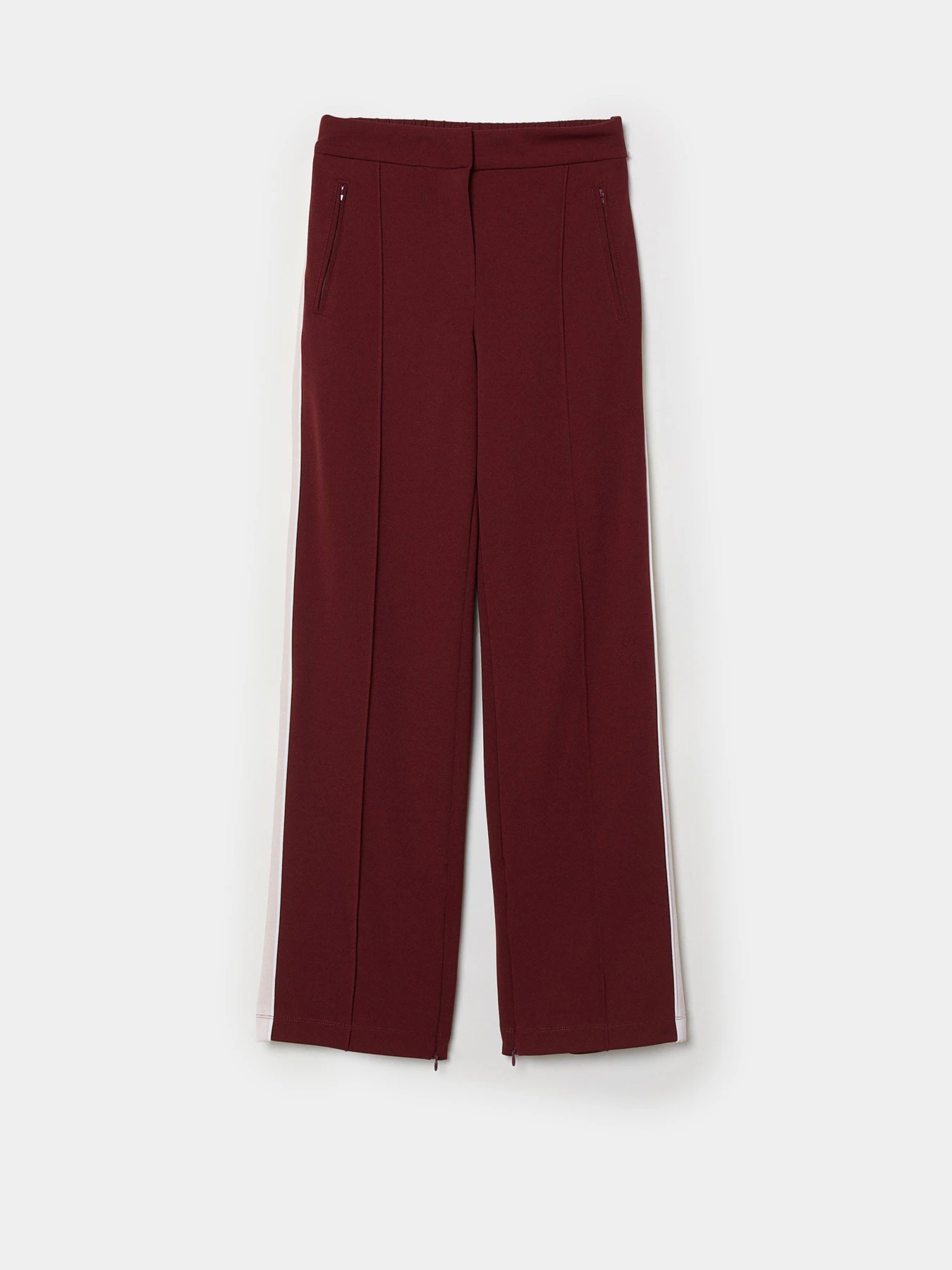Брюки H&M модель 0704032_бордовий з бежевим Фото