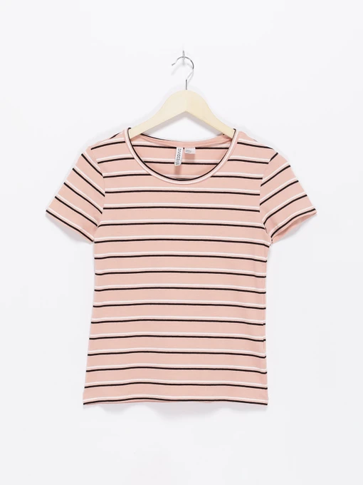 Футболки и поло H&M модель 0678342_персиковий комб. Фото