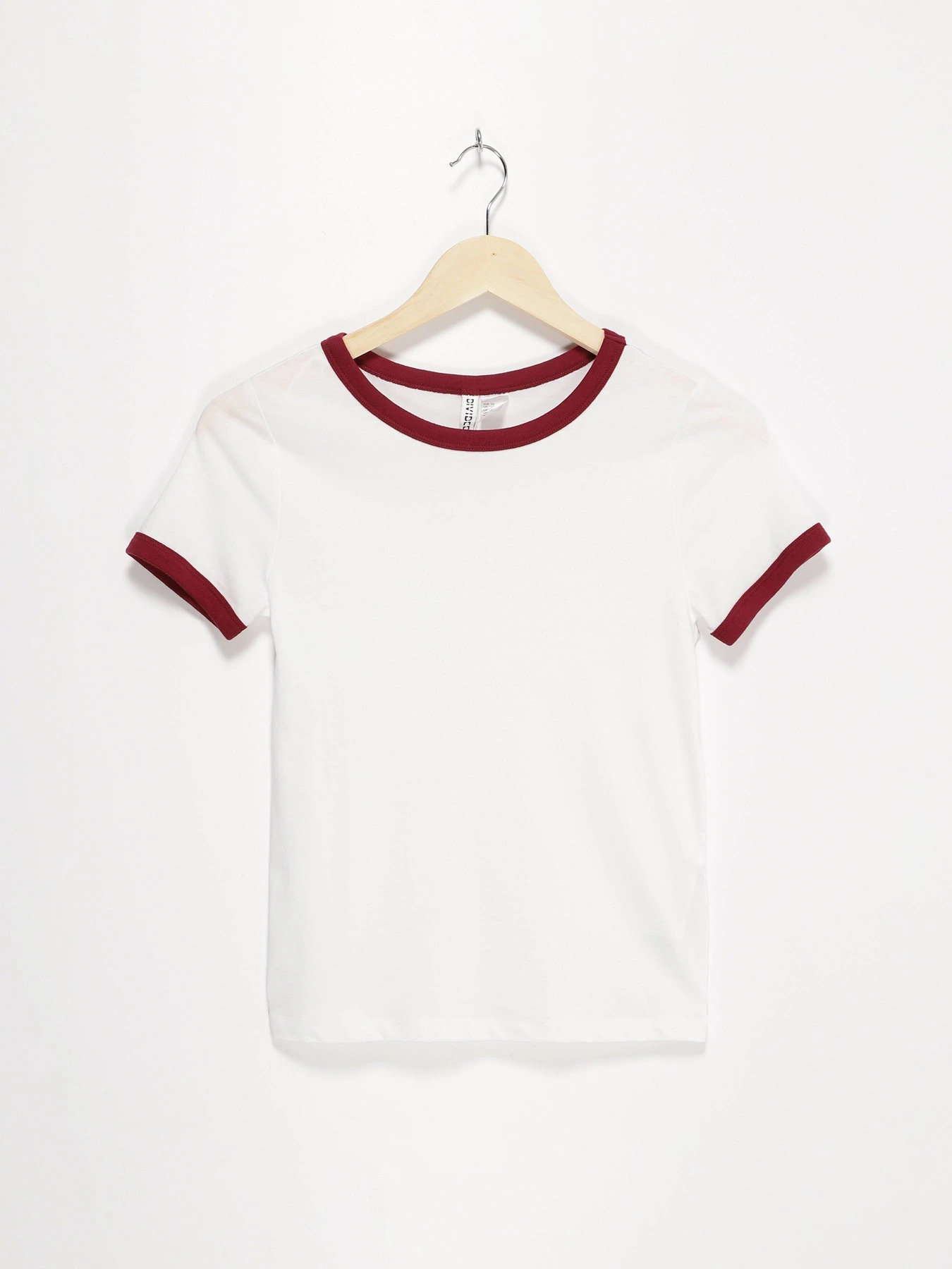 Футболки і поло H&M модель 0379780_білий з бордовим Футболки і поло H&M модель 0379780_білий з бордовим Фото