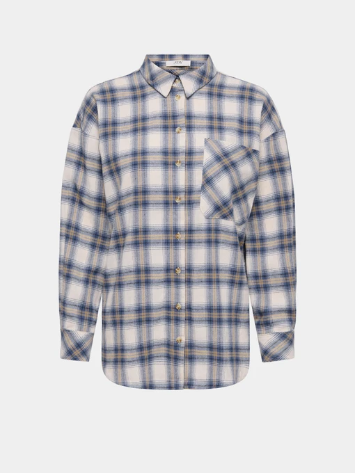 Рубашки JDY MAUVE L/S CHECK LOOSE SHIRT модель 15376549_Whitecap Gray BIJOU BLUE C Фото