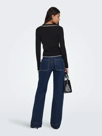 Свитеры и кардиганы JDY NANNA L/S SHORT COLLAR PULLOVE модель 15379117_Black W. eggnog contrast Фото