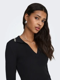 Свитеры и кардиганы JDY NANNA L/S SHORT COLLAR PULLOVE модель 15379117_Black W. eggnog contrast Фото