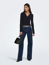 Свитеры и кардиганы JDY NANNA L/S SHORT COLLAR PULLOVE модель 15379117_Black W. eggnog contrast Фото