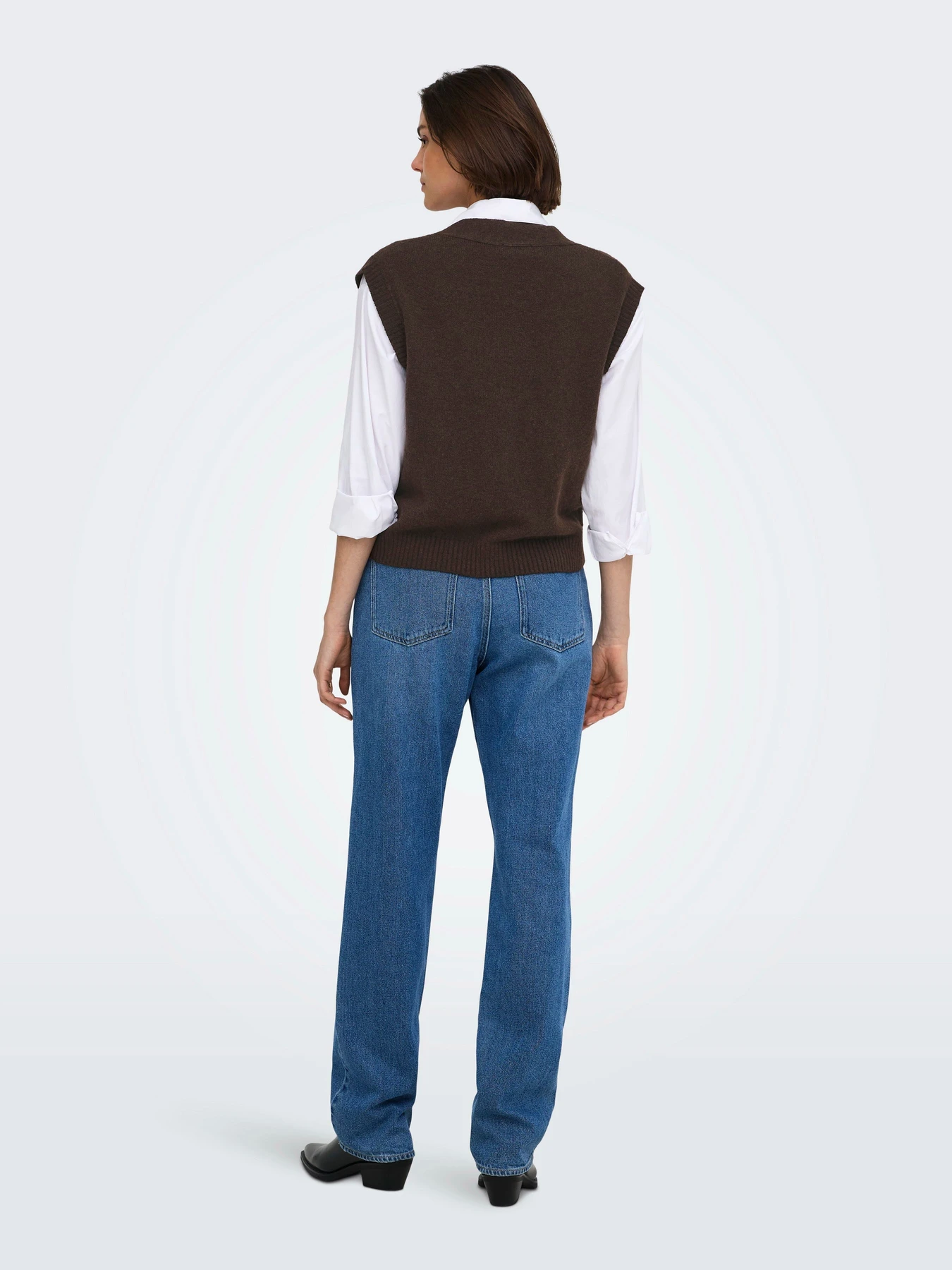 Свитеры и кардиганы JDY SUPER S/L V-NECK VEST KNT модель 15354100_Coffee Bean MELANGE Фото