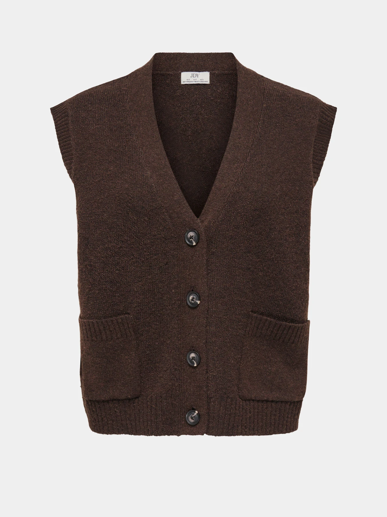 Свитеры и кардиганы JDY SUPER S/L V-NECK VEST KNT модель 15354100_Coffee Bean MELANGE Фото