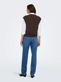 Свитеры и кардиганы JDY SUPER S/L V-NECK VEST KNT модель 15354100_Coffee Bean MELANGE Фото