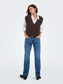 Свитеры и кардиганы JDY SUPER S/L V-NECK VEST KNT модель 15354100_Coffee Bean MELANGE Фото