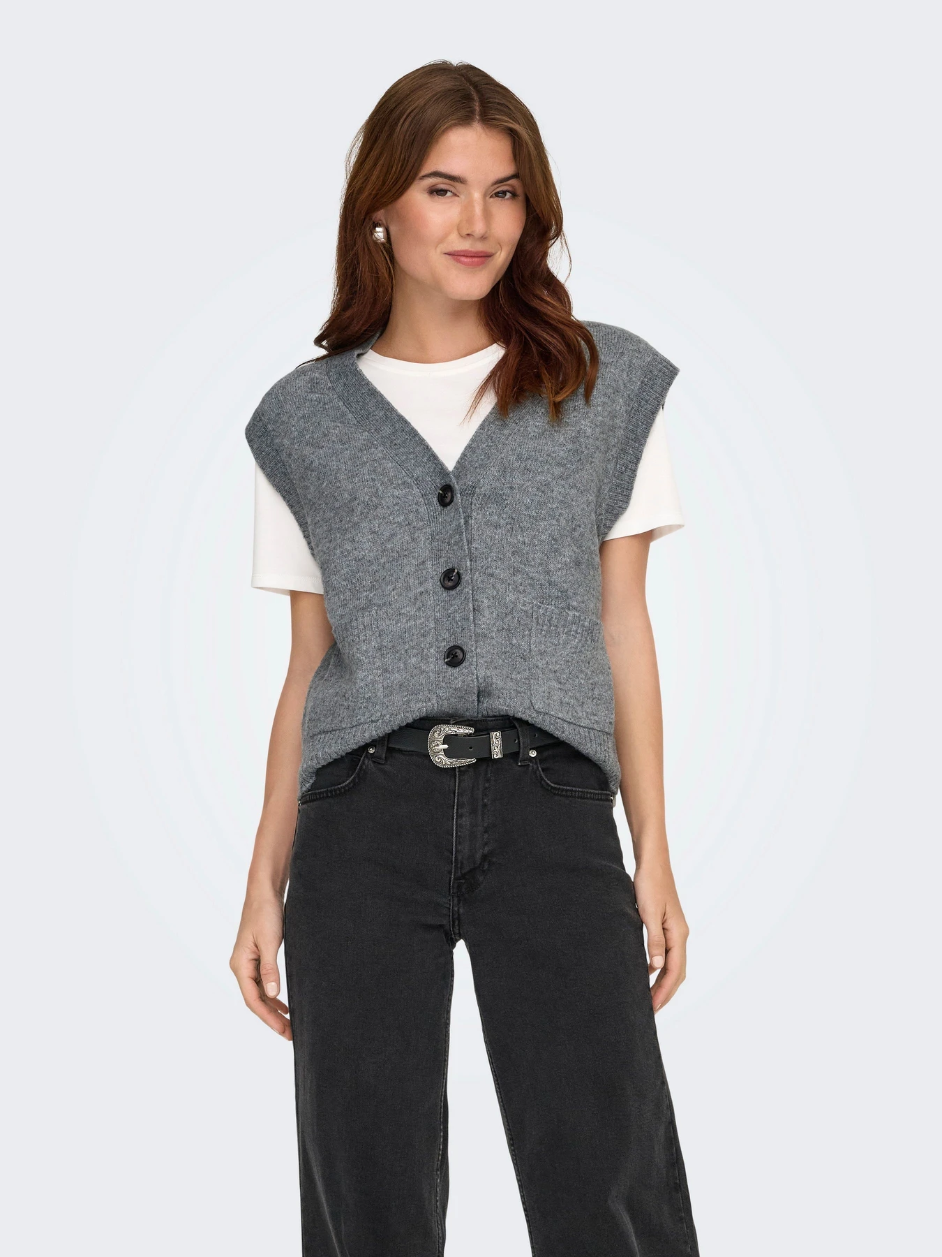 Свитеры и кардиганы JDY SUPER S/L V-NECK VEST KNT модель 15354100_Medium Grey Melange Свитеры и кардиганы JDY SUPER S/L V-NECK VEST KNT модель 15354100_Medium Grey Melange Фото