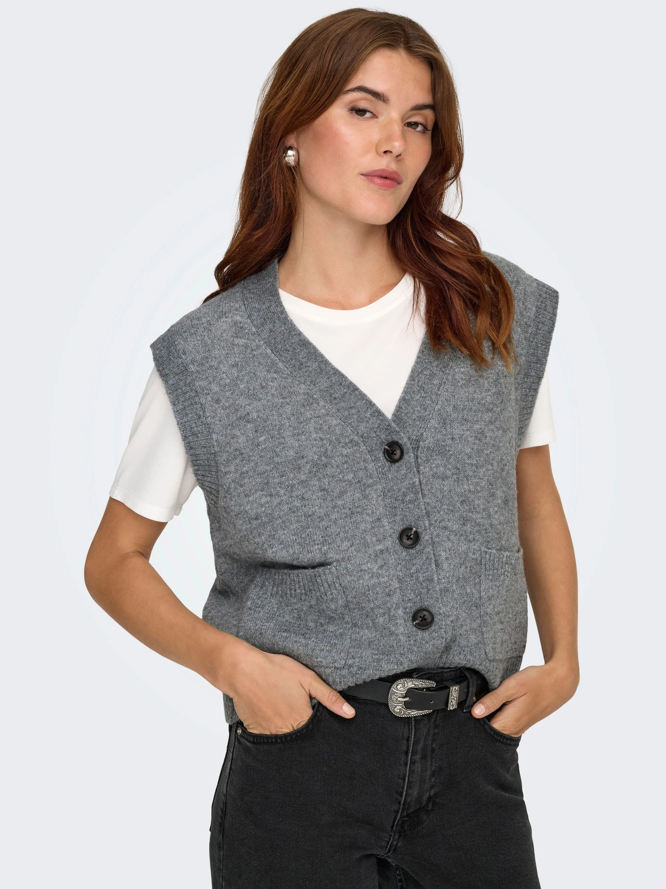 Свитеры и кардиганы JDY SUPER S/L V-NECK VEST KNT модель 15354100_Medium Grey Melange Свитеры и кардиганы JDY SUPER S/L V-NECK VEST KNT модель 15354100_Medium Grey Melange Фото
