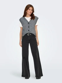 Свитеры и кардиганы JDY SUPER S/L V-NECK VEST KNT модель 15354100_Medium Grey Melange Фото