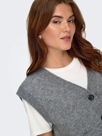 Свитеры и кардиганы JDY SUPER S/L V-NECK VEST KNT модель 15354100_Medium Grey Melange Фото